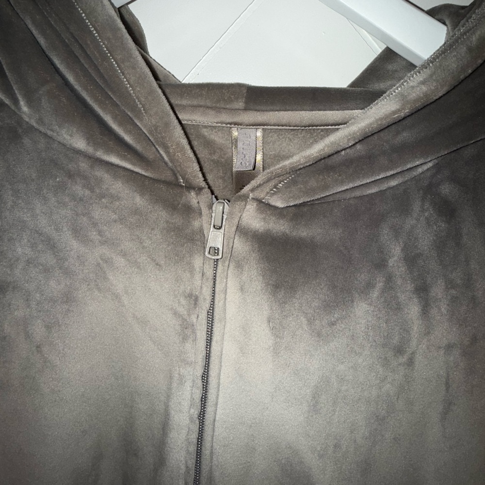 Skims velour hooded hoodie jacket cropped gunmetal grey sz. Large - Picture 4 of 7